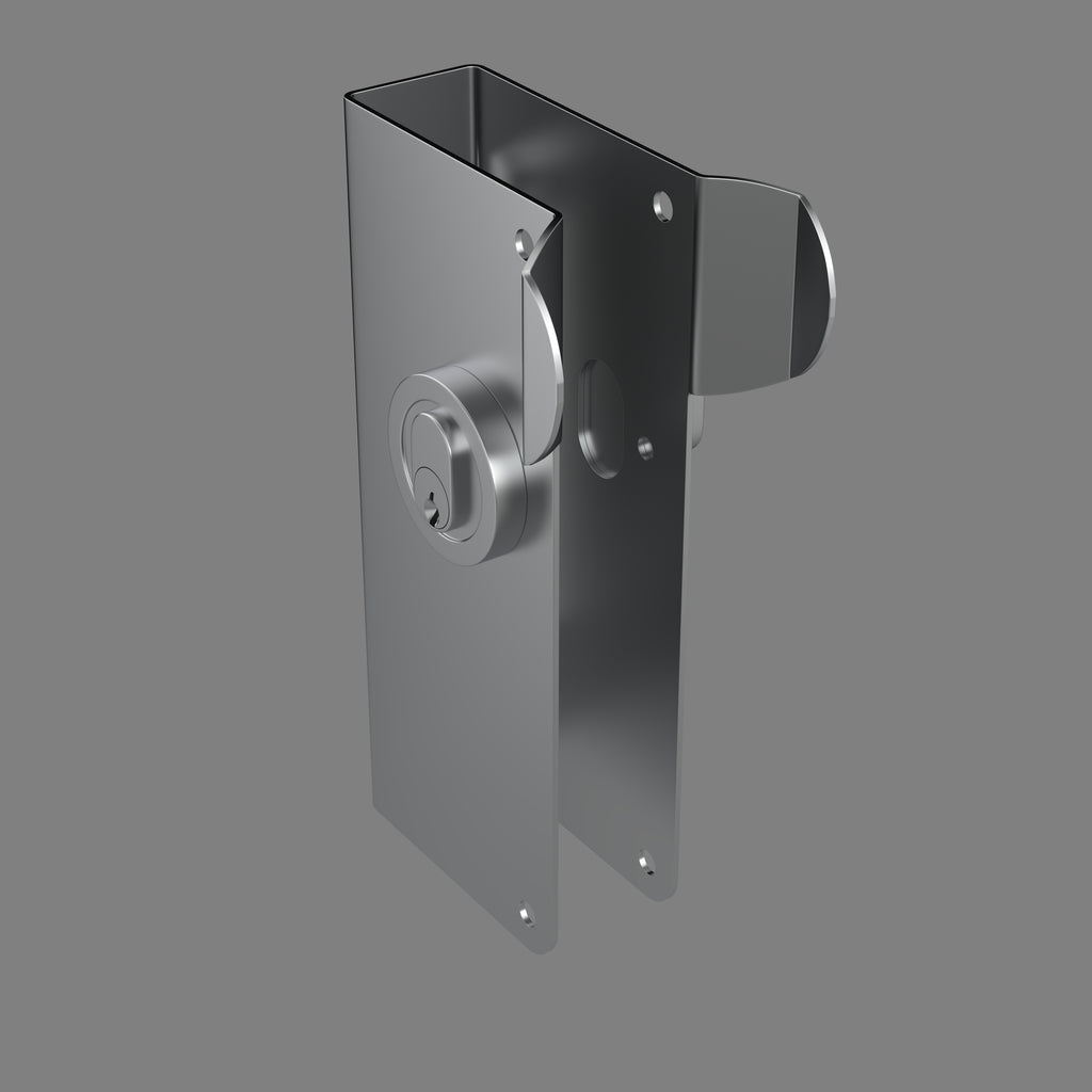 Robust stainless steel door wrap front view with turn snib