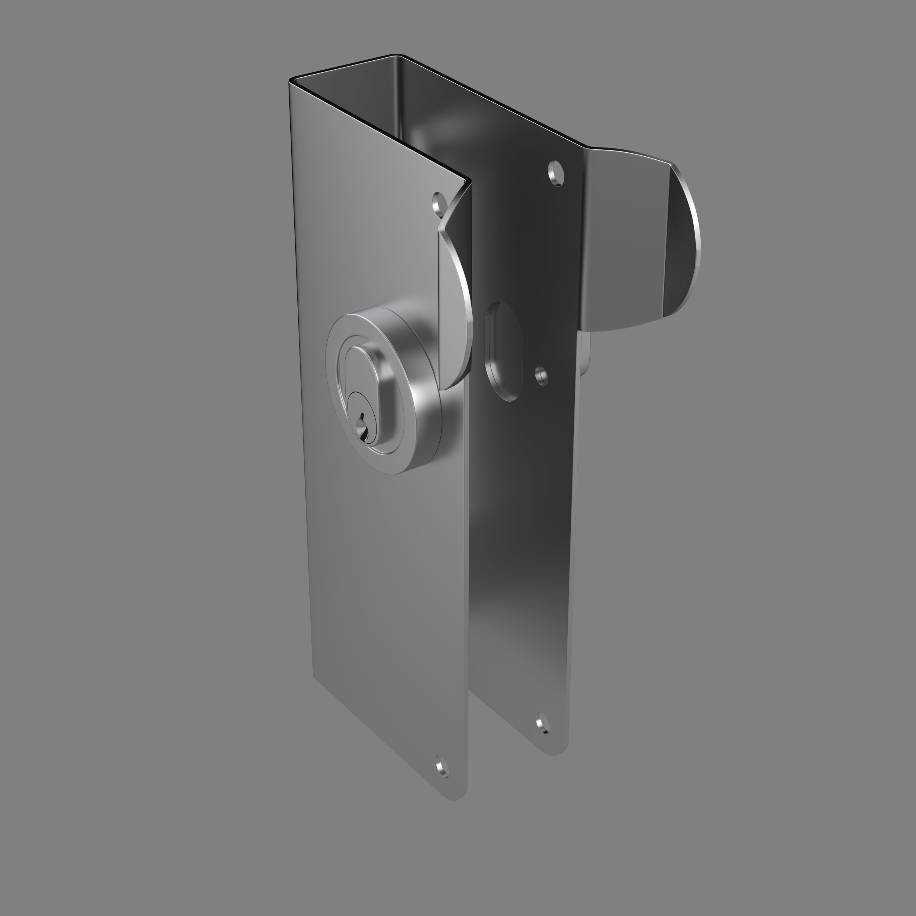 Robust stainless steel door wrap front view with turn snib