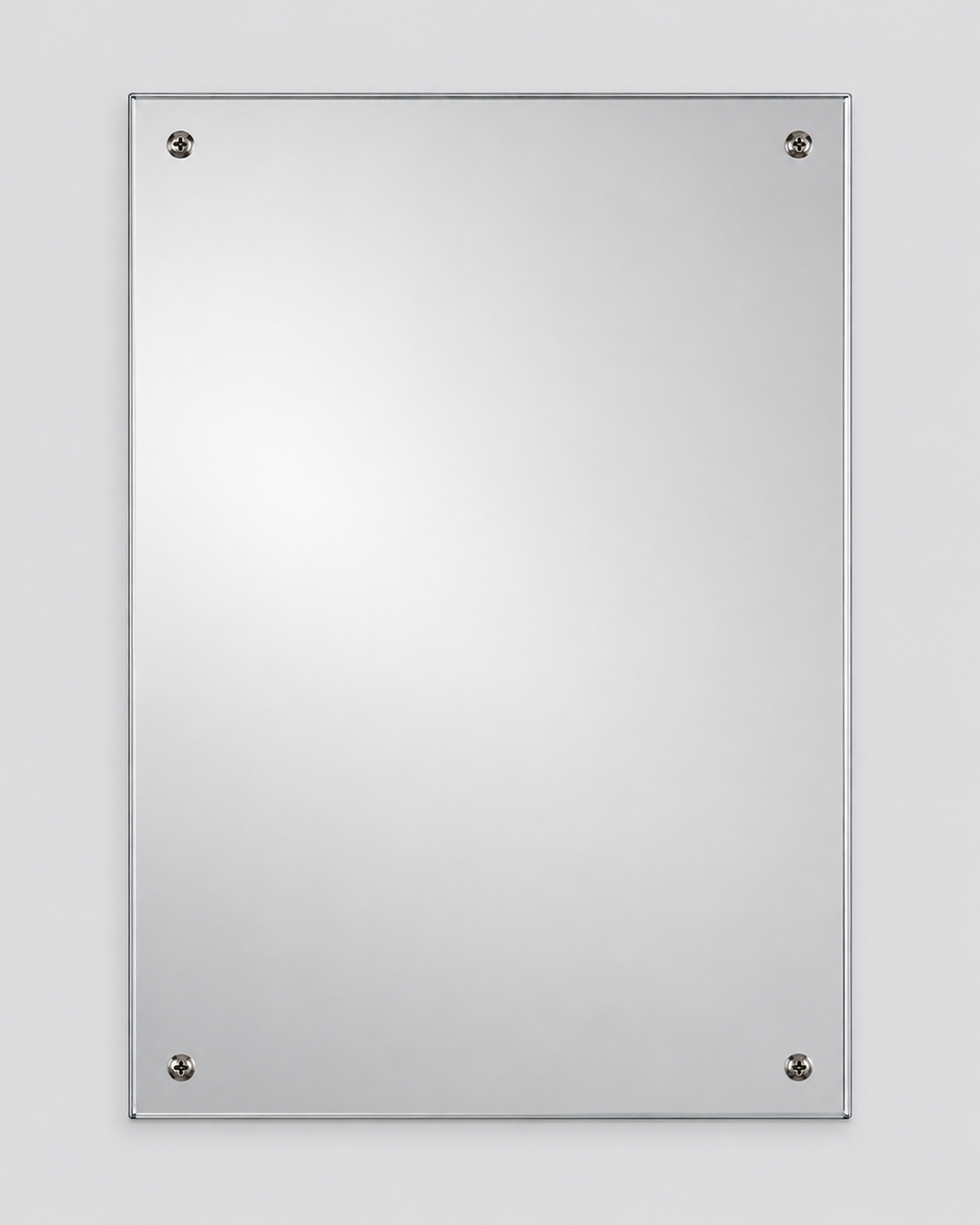 Robust stainless steel mirror front view