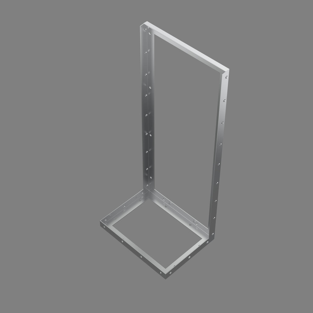 Robust stainless steel basin frame angled view